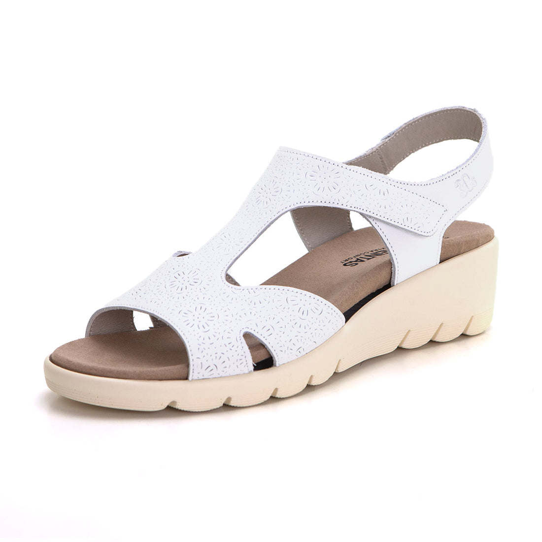 Treintas 4332 Sandalia de cuña plantilla extraible blanco.