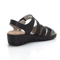 Treintas 4331 Sandalia de cuña plantilla extraible negro.