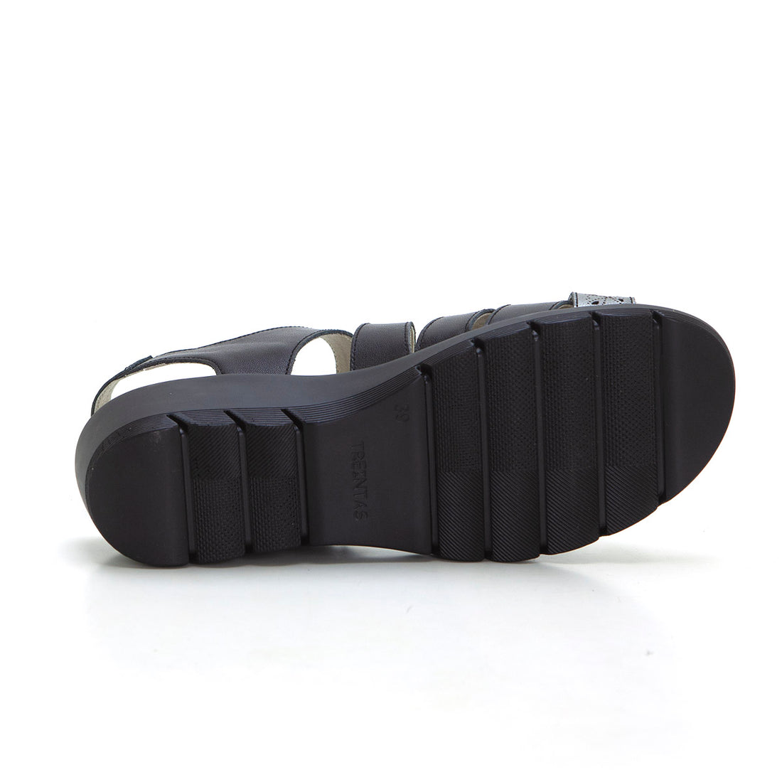 Treintas 4331 Sandalia de cuña plantilla extraible negro.