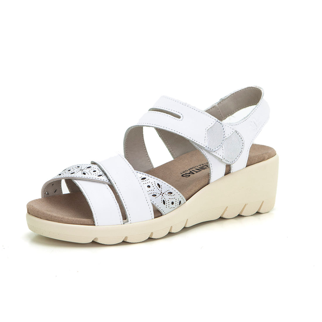 Treintas 4331 Sandalia de cuña plantilla extraible blanco.