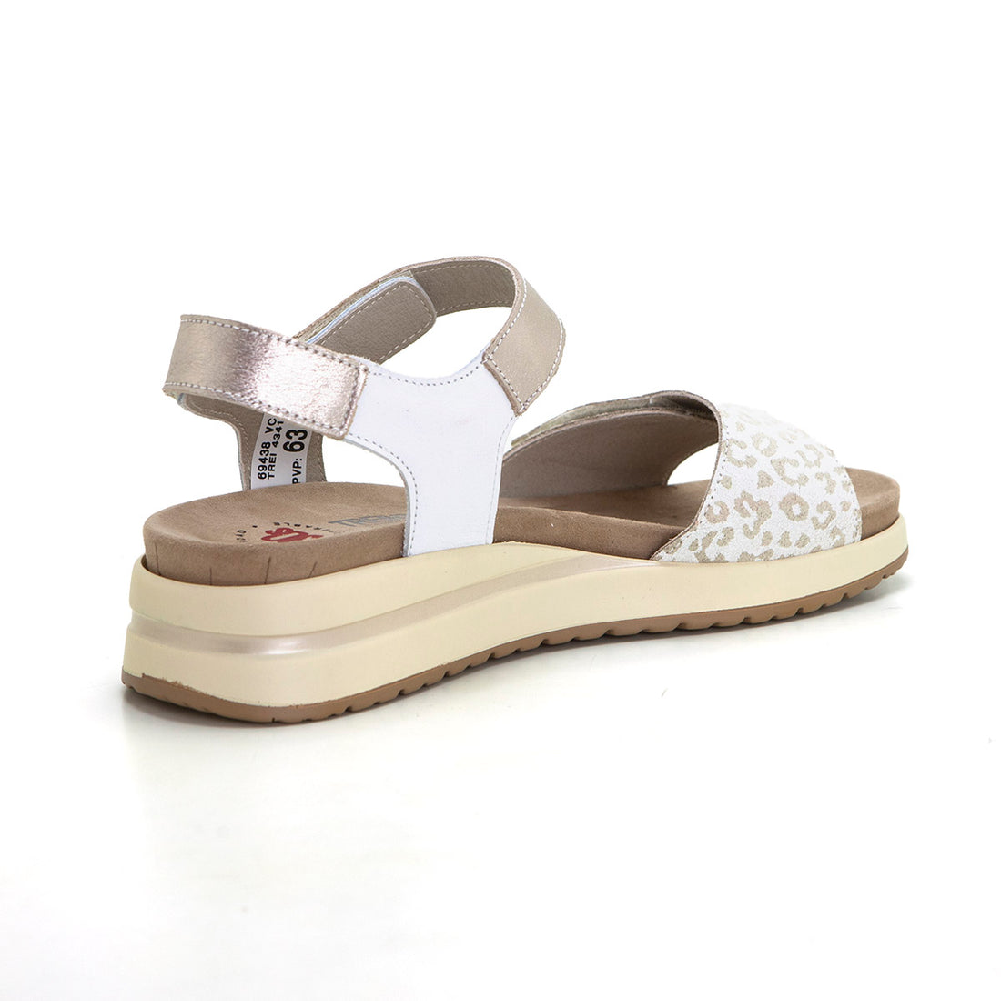 Treintas 4341 Sandalia plana plantilla extraible velcro blanco.