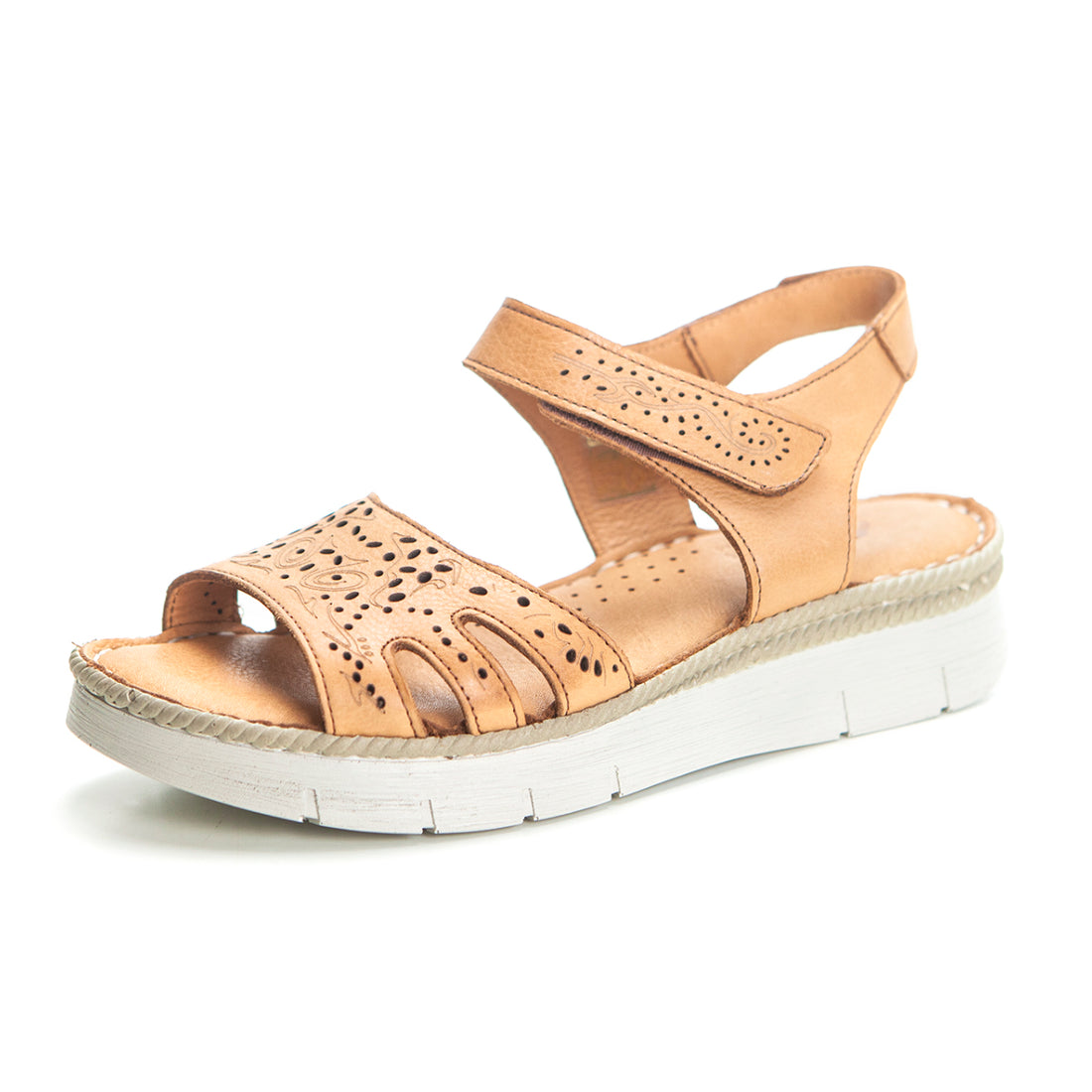 Treintas L1008 Sandalia confort calado cuero.