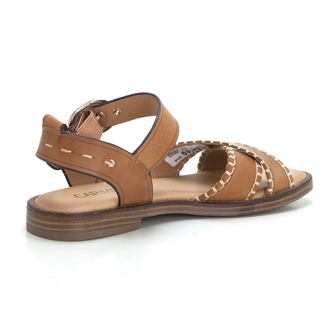 Carmela 16220401 Sandalia plana cruzada cuero.