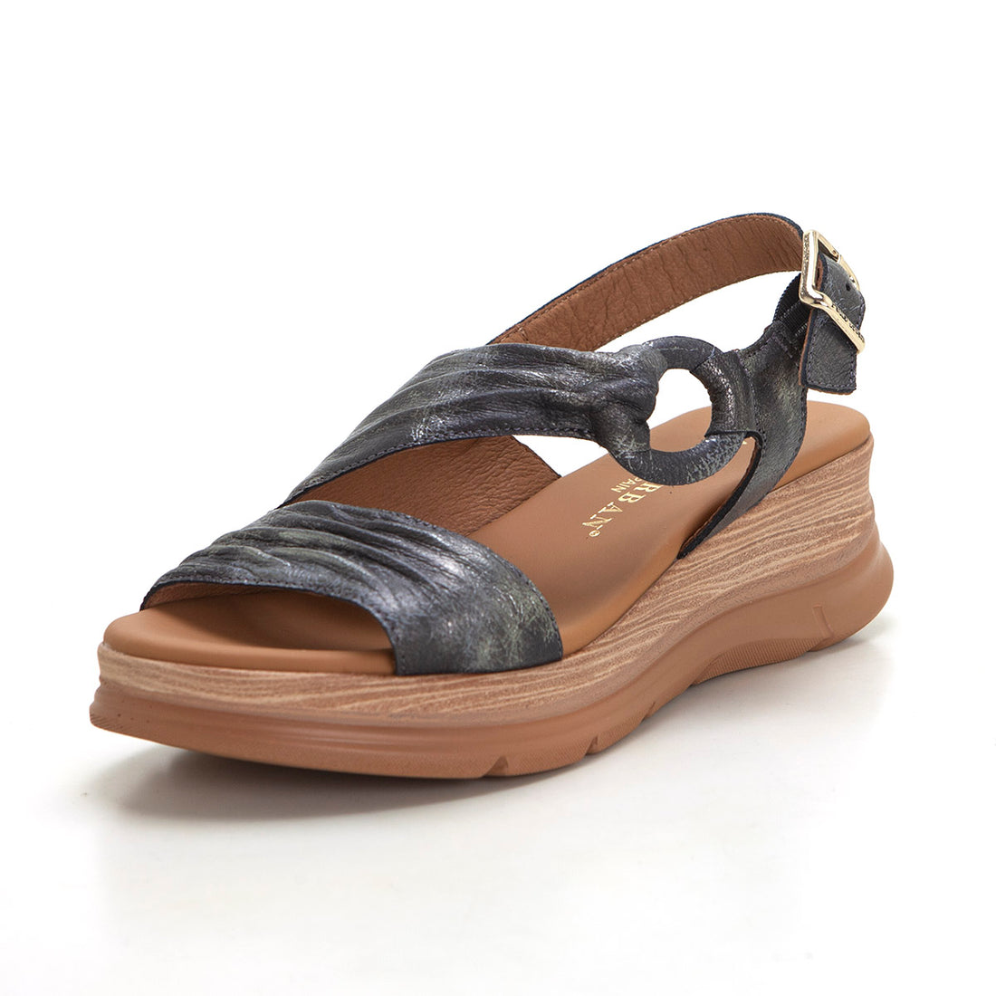 Paula Urban 24-728 Sandalia con plataforma 2 tiras negro.