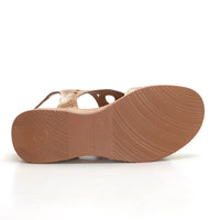 Paula Urban 33-782 Sandalia con plataforma calados circulares tostado.