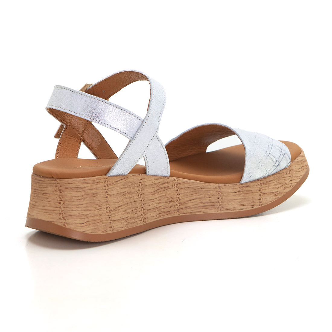 Paula Urban 33-759 Sandalia con plataforma grabada blanco.