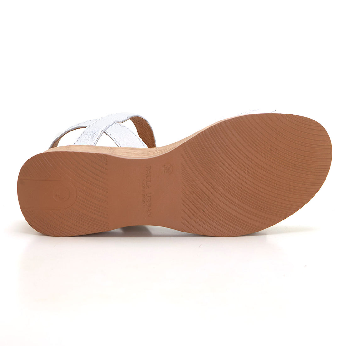 Paula Urban 33-759 Sandalia con plataforma grabada blanco.