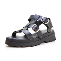 Patricia Miller 6536 Sandalia frailera hebillas con plataforma negro.