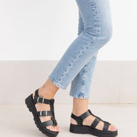Patricia Miller 6536 Sandalia frailera hebillas con plataforma negro.