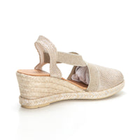 Mediterrania 50185 Alpargata de cuña elásticos plata