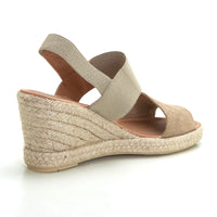 Mediterrania 50223 Sandalia de esparto cuña alta bandas arena.