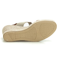 Mediterrania 50223 Sandalia de esparto cuña alta bandas arena.