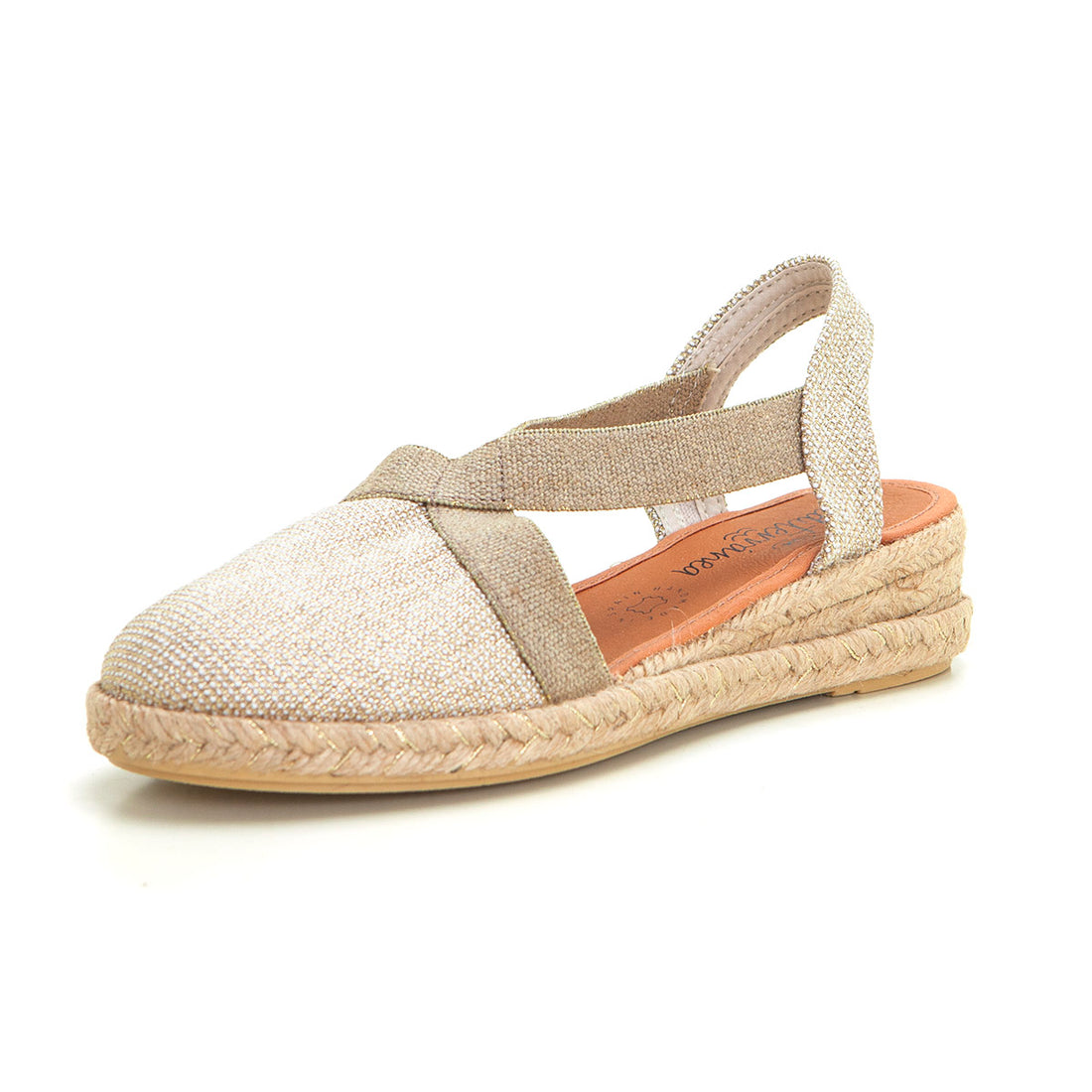 Calzamur 50233 Alpargata de cuña baja con elásticos oro
