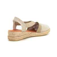 Calzamur 50233 Alpargata de cuña baja con elásticos oro