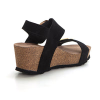 Yokono Bari 255 Sandalia de cuña con plataforma negro.