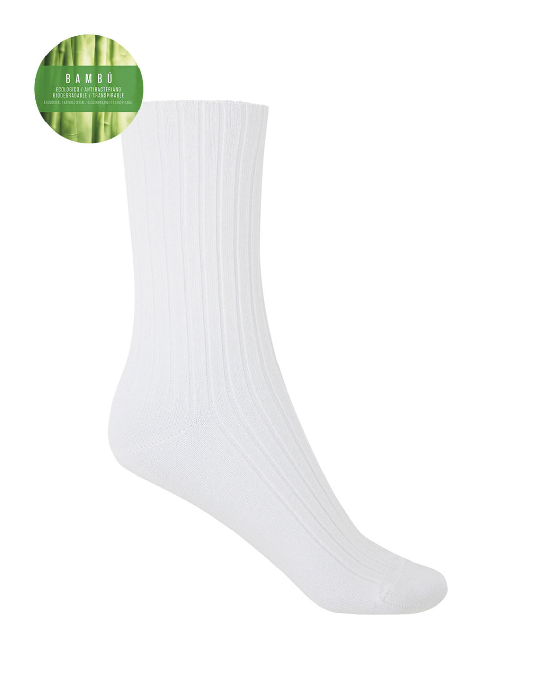 Punto Blanco 1552210 Calcetines de bambú de canalé blanco - puño no aprieta