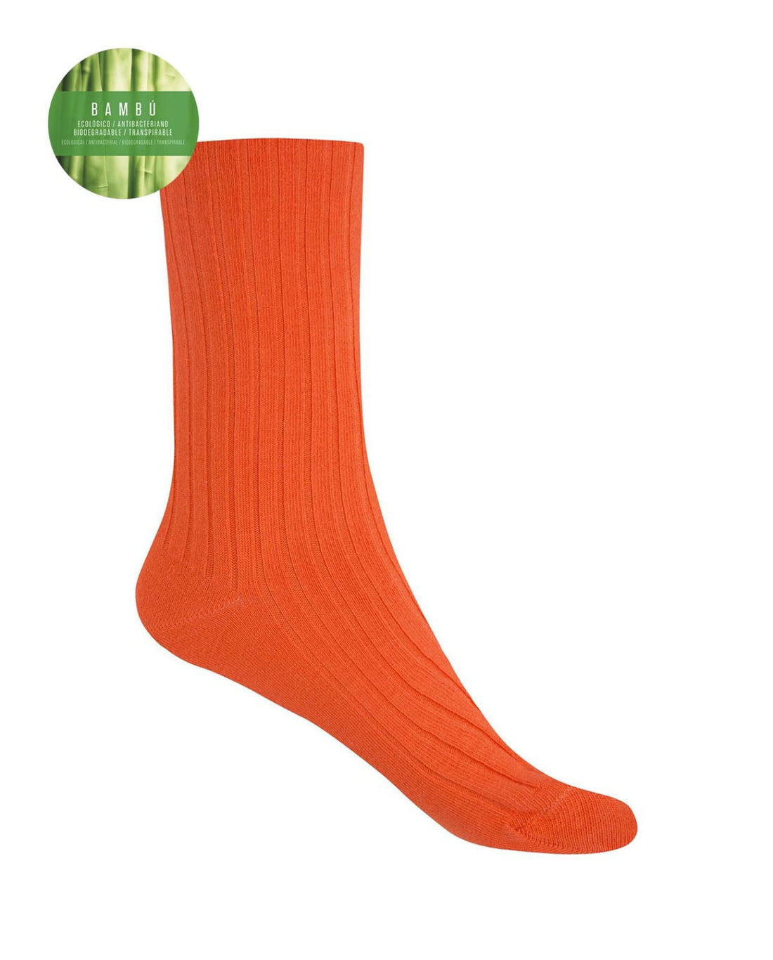Punto Blanco 1552210 Calcetines de bambú de canalé naranja- puño no aprieta