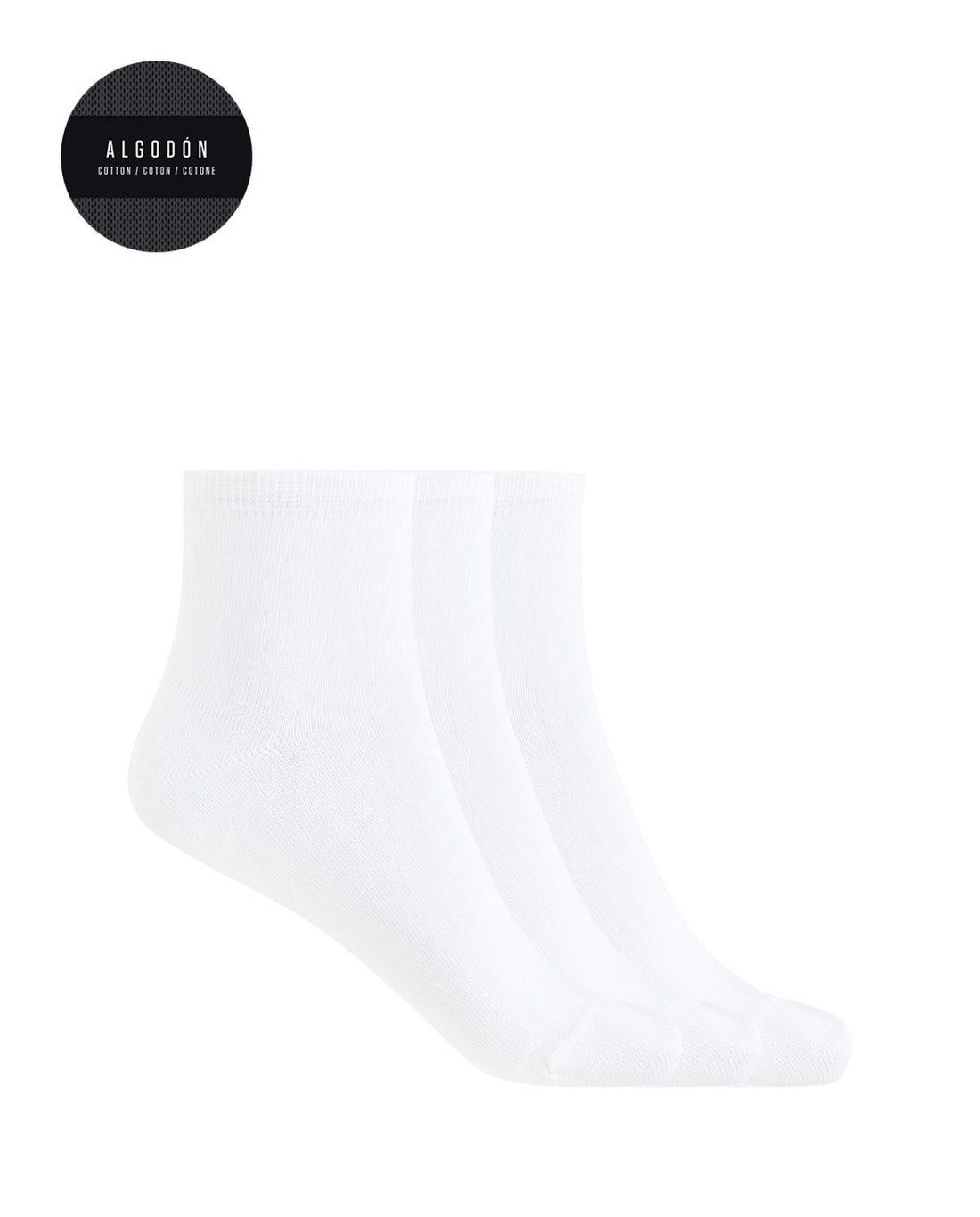 Punto Blanco 1572900 Pack de 3 calcetines de algodón lisos - Basix blanco