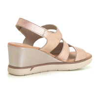 Fluchos F1973 Sandalia de cuña confort platino.