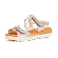 Duendy 3840 Sandalia cuña baja velcros piedra.