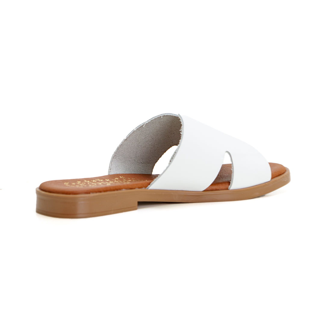 Duendy 3822 Sandalia destalonada plana blanco.