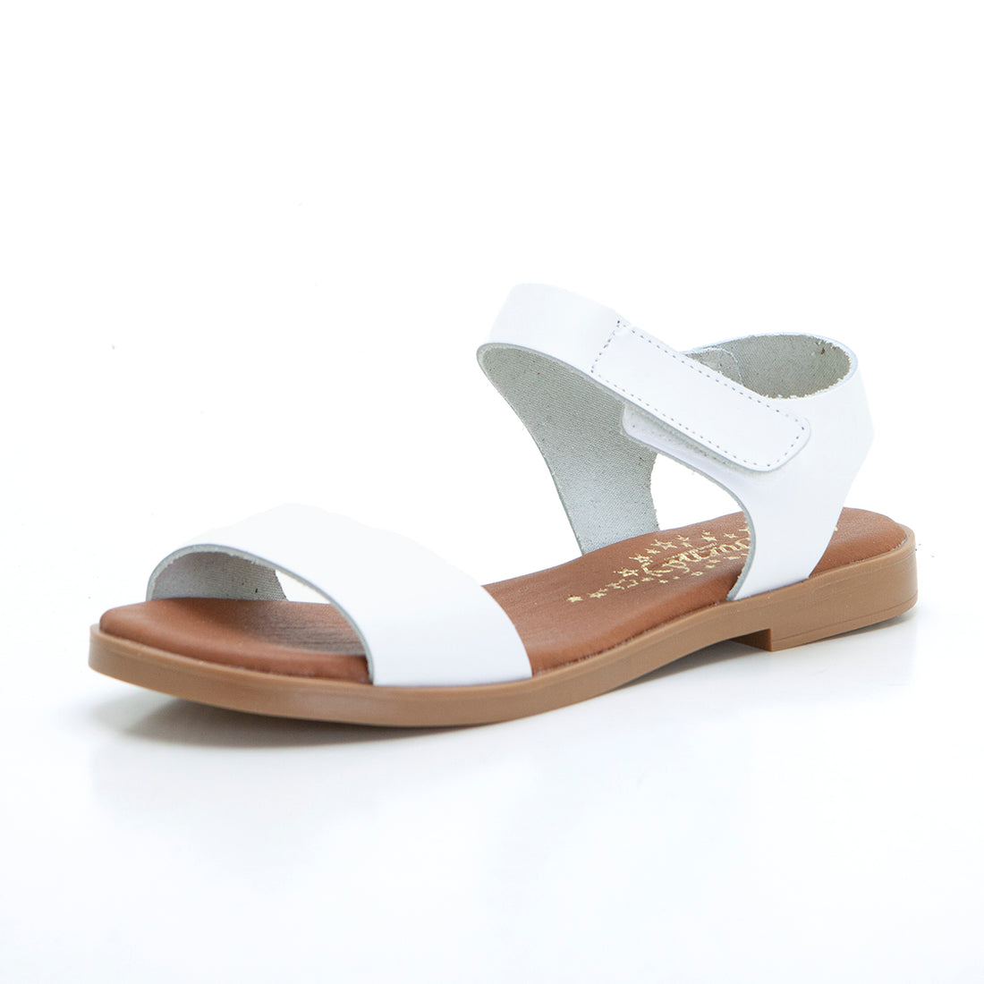 Duendy 3826 Sandalia plana cruzada blanco.