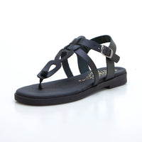 Duendy 3821 Sandalia esclava plana negro.