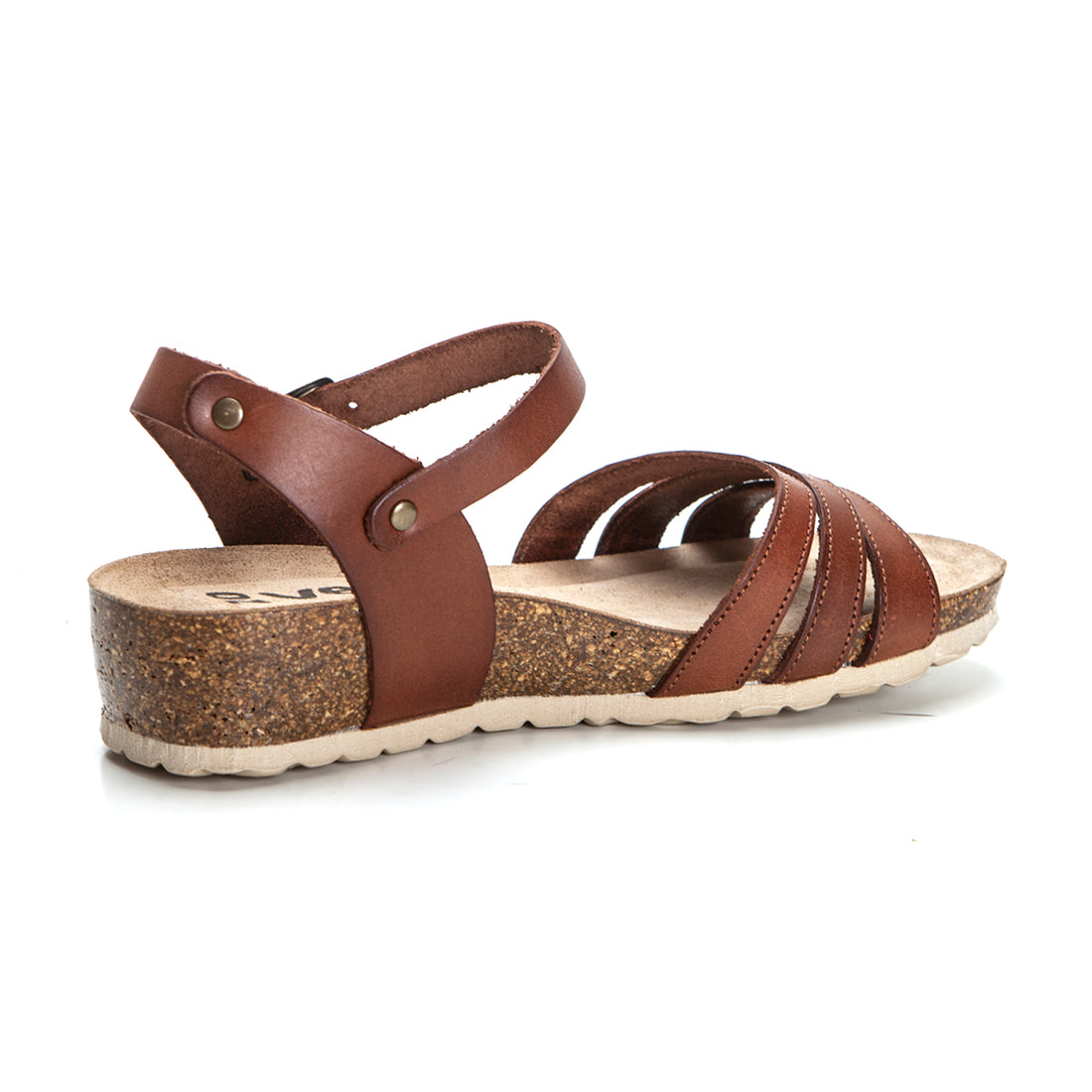 Veinte Bianca Sandalia bio de cuña media tiras cuero