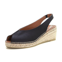 Viguera 2200 Alpargata Peep Toes de cuña baja negro.