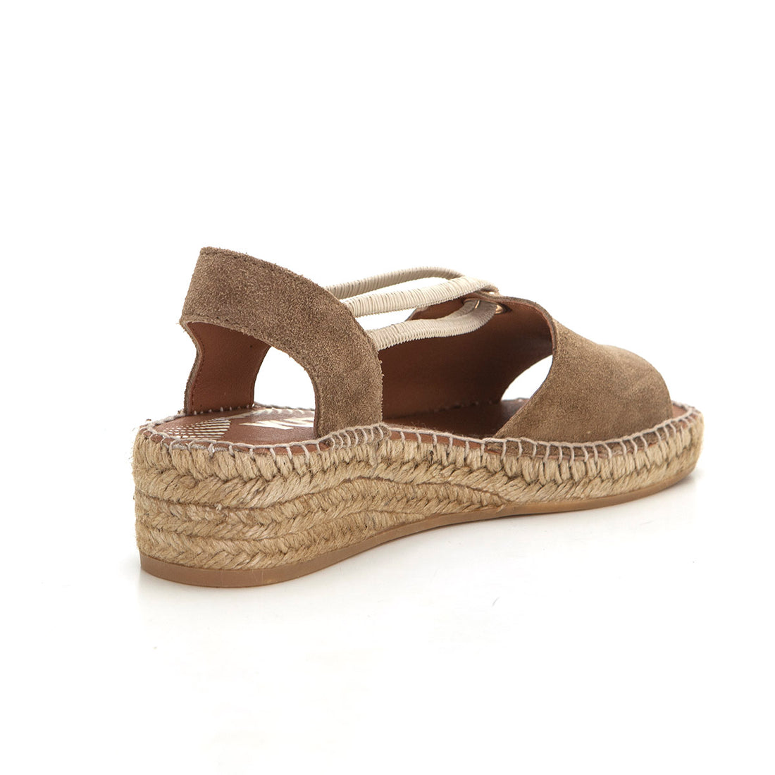 Viguera 2196 Sandalia yute cuña baja elásticos whisky.