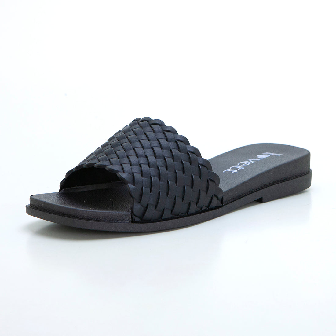 Kelara K42071 Chancla de goma trenzada negro.