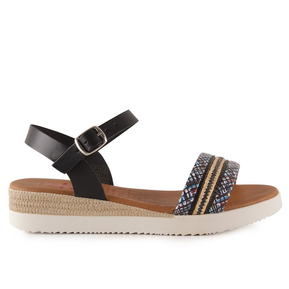 Tekila 1264 Sandalia cuña baja trama negro