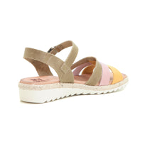 Blu Sandal 2898 Sandalia de cuña baja multicolor kaki.