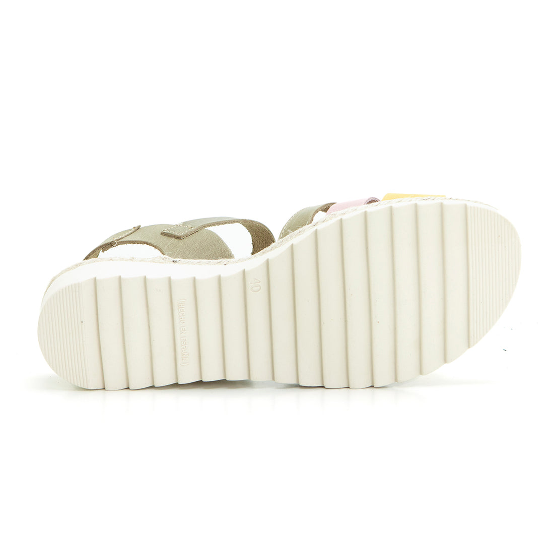 Blu Sandal 2898 Sandalia de cuña baja multicolor kaki.