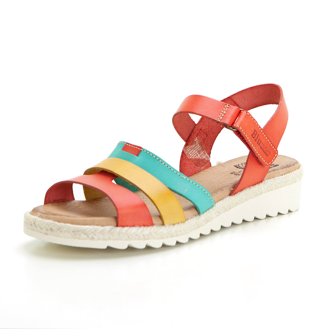 Blu Sandal 2898 Sandalia de cuña baja multicolor aqua.