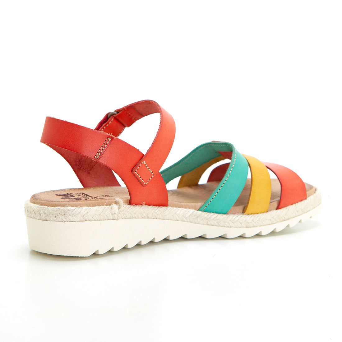 Blu Sandal 2898 Sandalia de cuña baja multicolor aqua.