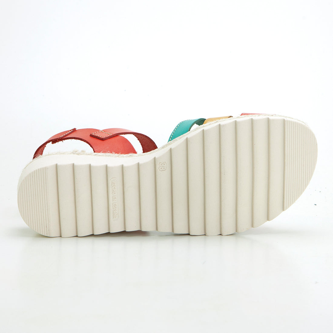 Blu Sandal 2898 Sandalia de cuña baja multicolor aqua.