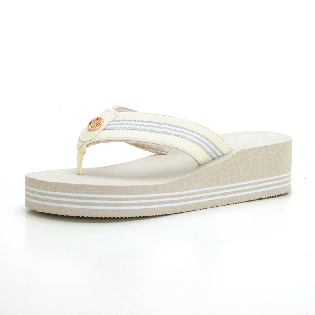 Kelara K52004 Chancla de dedo con cuña beig.