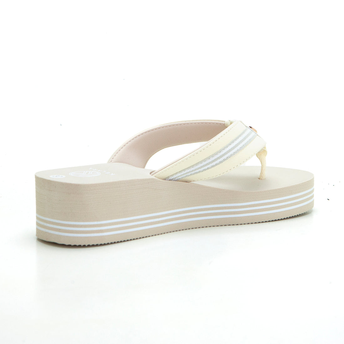 Kelara K52004 Chancla de dedo con cuña beig.