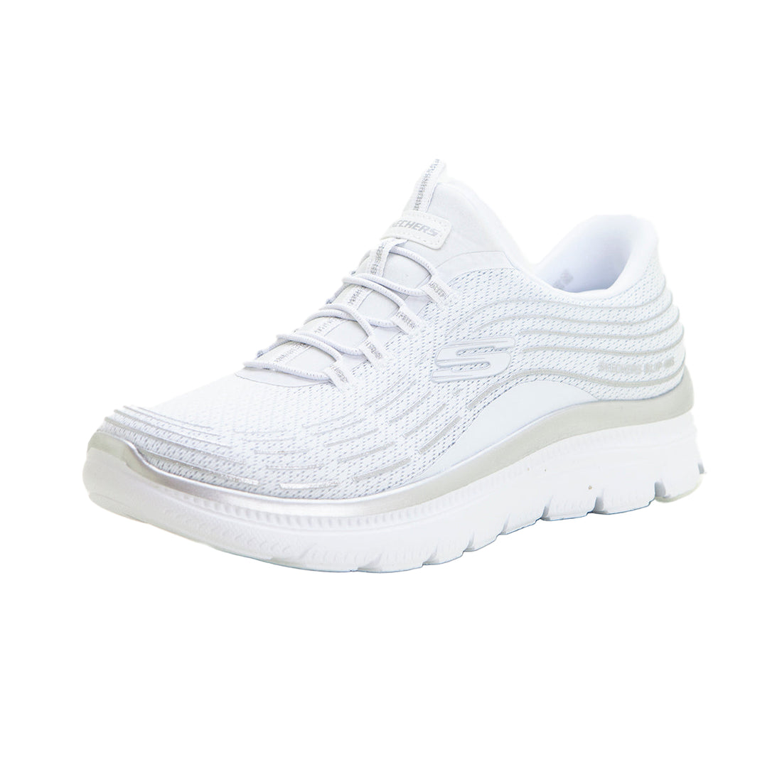 SKECHERS 150611 Deportiva Slip-Ins elásticos blanco plata.