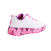 Skechers 314976L Deportiva niña suela corazones blanco rosa.