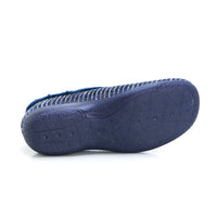 Cabrera 5635 Zapatilla de estar por casa cerrada cuña baja rayas marino.
