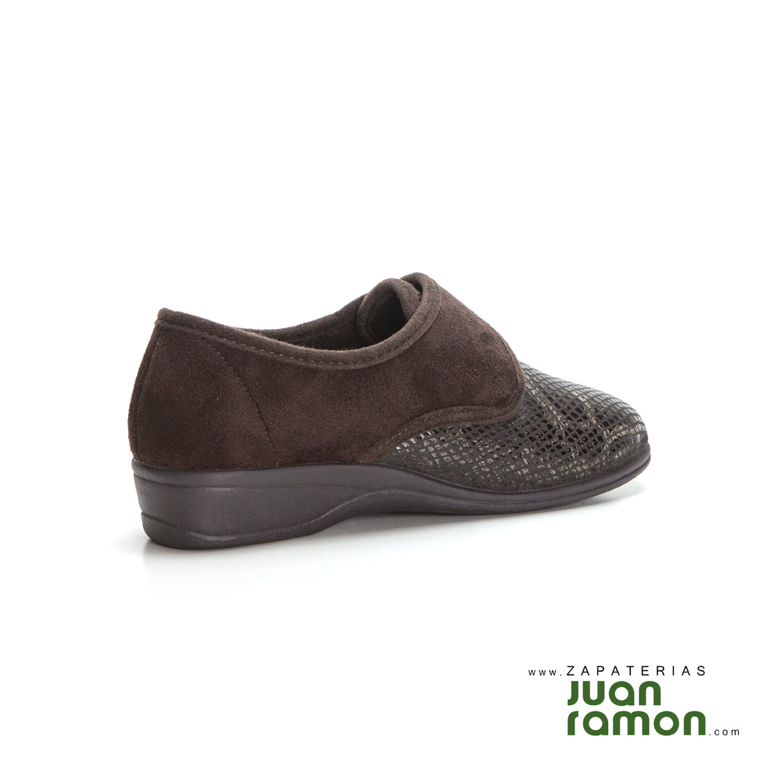 Doctor Cutillas 792 Zapatilla pies delicados cuña baja con velcro reptil marrón.