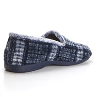 Garzón 6501.292 Zapatilla de ir por casa cerrada de cuadros marino.