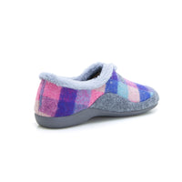 Garzón 7950.300 Zapatilla de estar por casa cerrada cuadros marino gris.