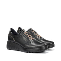 Fluchos F2096 Zapato deportivo de cuña con cordones elásticos negro