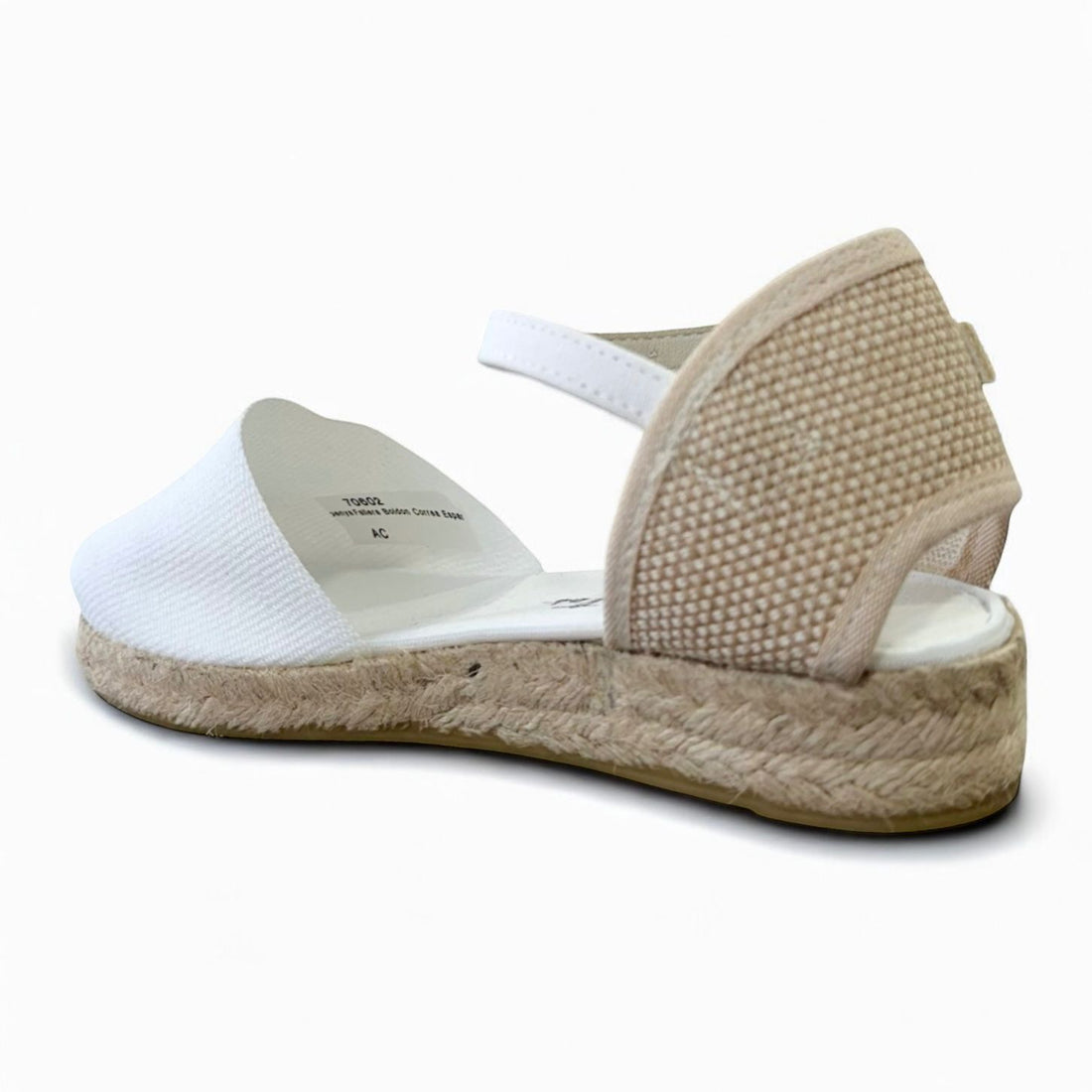 Fallera Boldon Correa Espardenya con correita de media cuña blanco