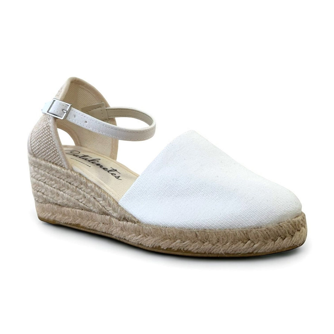 Fallera Cuña Correa Espardenya con correita de cuña blanco.