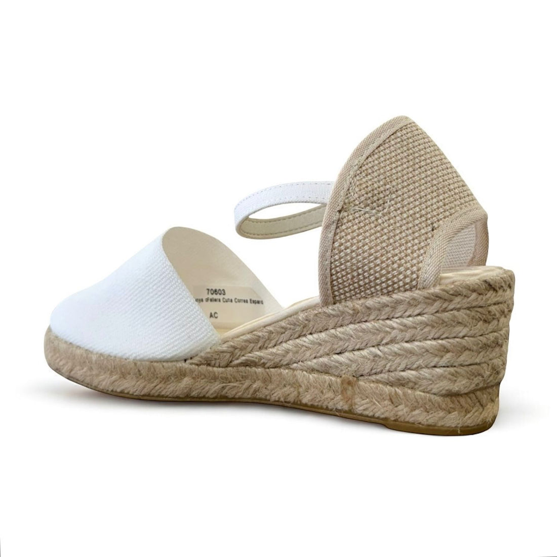 Fallera Cuña Correa Espardenya con correita de cuña blanco.