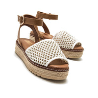 Mustang 59617 Sandalia plataforma de esparto blanco